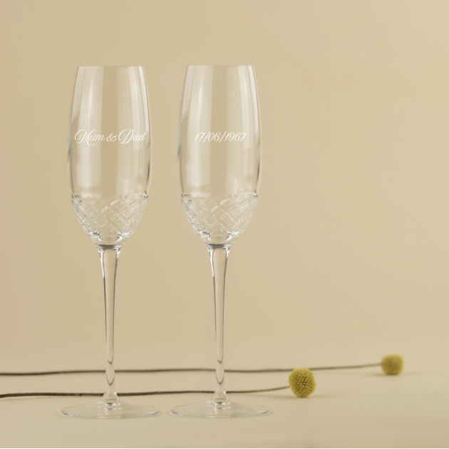 Hampers and Gifts to the UK - Send the Personalised Roma Crystal Champagne Flute Set